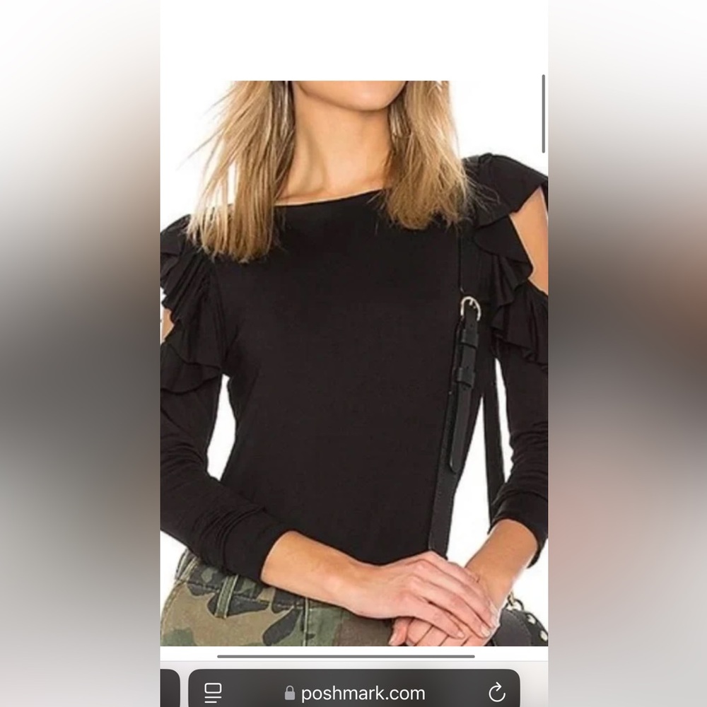 Susana Monaco ruffle cold shoulder top. Revolve